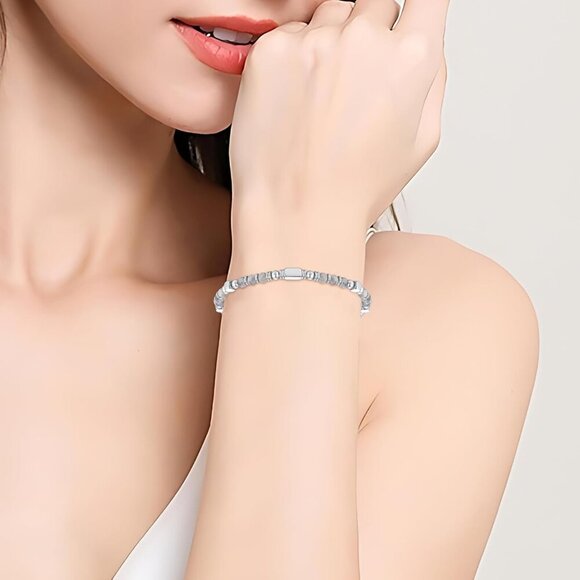 Grey White Boho Beaded Bracelets for Women Trendy Jewelry Gifts for Lover, Mom - Picture 2 of 7